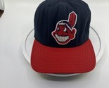 Vintage Cleveland Indians Hat NEW ERA Snapback Chief Wahoo Logo Red Brim... - £30.67 GBP