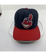Vintage Cleveland Indians Hat NEW ERA Snapback Chief Wahoo Logo Red Brim... - £27.63 GBP