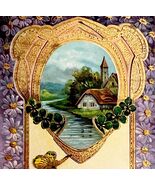 Butterfly Cottage Victorian Best Wishes Card Postcard 1900s Germany PCBG11B - €8,58 EUR