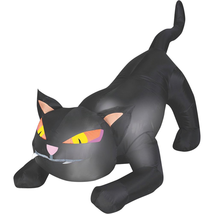 Inflatable Outdoor Halloween Cat 28&quot; X 50&quot; Black LED Lights Yard Decor Holiday  - £36.09 GBP