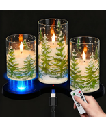 Rechargeable Christmas Glass Flameless Candles with Remote Timer, Batter... - $51.01 CAD