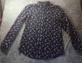 Club Room Mens Medium Floral Pattern Long Sleeve Button Up Dress Vacatio... - $13.85