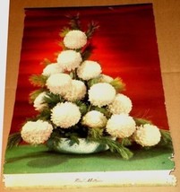 Retro 1950s Calendar Floral Masterpiece White Mums - $7.25