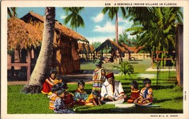 Vtg Postcard, A seminole Indian Village in Florida, Musa Isle, Miami - £5.36 GBP