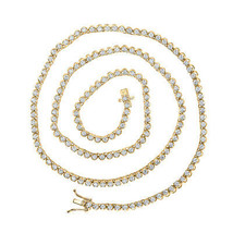 14kt Yellow Gold Mens Round Diamond 20-inch Tennis Chain Necklace 5 Cttw - £5,572.99 GBP