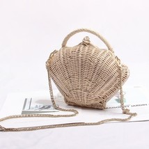 Fashion Rattan Shell Women Handbags Designer Wicker Woven Crossbody Bag Handmade - £48.37 GBP
