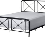 Furniture Metal Bed With Double X Design Platform, Full, Black - $202.99
