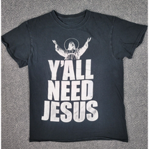 Spencer&#39;s Shirt Men&#39;s Small Black Y&#39;all Need Jesus Graphic T-Shirt Distr... - £22.87 GBP