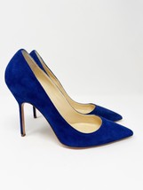 Manolo Blahnik Blue Suede Bb Pointed Toe Leather Heels Pumps Sz Eu 38/US 8 - £190.78 GBP