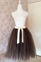 Brown A-line Tulle Midi Skirt Custom Plus Size Ballerina Tulle Skirt