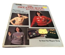 The Sweater Book for Cross Stitchers Pattern Leaflet Leisure Arts Vintage Retro - $4.17