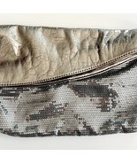 Giannini Silver Sequin Shiny Pewter Color Crossbody Purse 11 x 7&quot; Closed... - $28.69 CAD