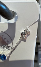 Disney Parks Cinderella Blue Cubic Zirconia Coach Charm Silver Color Necklace image 2