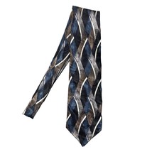 Pierre Balmain Paris 100% Silk Jacquard Tie Abstract Navy Blue Gray 4&quot; Wide - £21.31 GBP