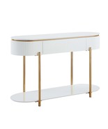 Daveigh 47&quot; Sofa Table, White  High Gloss &amp; Gold Finish - $635.45 CAD