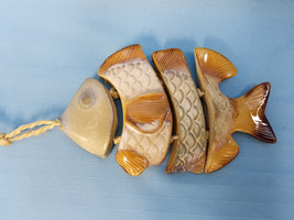 Trivet Fish Shaped Tiki Beach Pottery Sea Ocean Hanging Figure Tan Brown - $24.98
