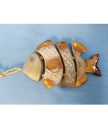 Trivet Fish Shaped Tiki Beach Pottery Sea Ocean Hanging Figure Tan Brown - £19.89 GBP