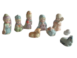 Small Christmas Nativity Set 9 Pieces Porcelain Figurine Baby Jesus Mary Joseph - £19.33 GBP