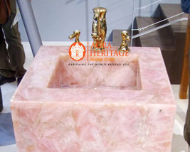 Natural Rose Quartz Stone Wash Basin Stone Sink Bathroom &amp; Kitchen Tops ... - £392.11 GBP+