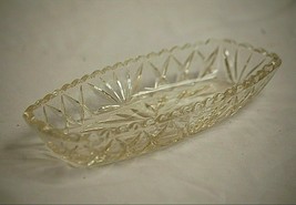 Vintage Clear Glass Celery Relish Dish Fan Floral Designs Scalloped Edge... - $19.79