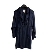 Leith Jacket Womens S Blue Rayon Drapey Button Tie Front Mid Length Capsule - $38.28 CAD