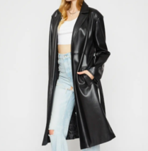 Halloween Women&#39;s Genuine Lambskin Leather Trench Coat New BLACK Stylish... - $168.30