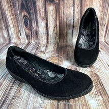 Skechers Kiss Lounge Around Womens Size 9 Black Suede Wedge Heel Loafers... - £22.40 GBP