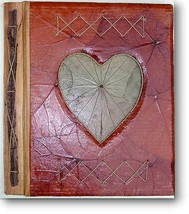 Leaf Notebook Journal Hand Crafted Bali Heart Design Natural - £11.24 GBP