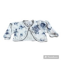 Laura Ashley Girls 3-6 Months Blue Floral Long Sleeve 100% Cotton Shrug - £6.40 GBP