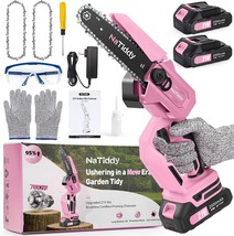 Natiddy Mini Chainsaw 6-Inch With 2 Batteries And 2 Chains, Upgraded 21V - £77.86 GBP