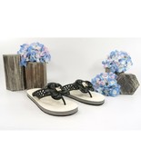 Tory Burch Perfect Black Rubber Leather Petal Flower Slide Sandals Size ... - £97.67 GBP
