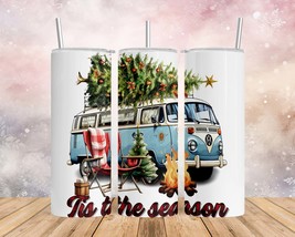 Skinny Tumbler with Straw, 20oz, Christmas Combi Van, Tis the Season, awd-821 - £28.74 GBP+
