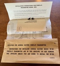 Vtg GE Porta-Fi Installation Instructions for SP-30 Remote Speaker from Console - £9.55 GBP