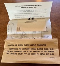 Vtg GE Porta-Fi Installation Instructions for SP-30 Remote Speaker from ... - $11.88