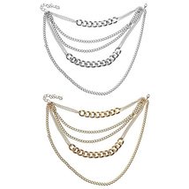 2Pcs Fashion Collar Statement Exaggerated Hip Hop Jewelry Punk Choker Multi-laye - £15.44 GBP