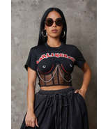 &quot;Darling Baby&quot; Chained Corset Cropped Gothic Top Tee - £40.21 GBP