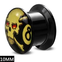 10mm Black Acrylic #8 w/Crossbones Ear Plug - £25.79 GBP