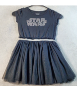 Disney Fit &amp; Flare Dress Girls Small Black Short Sleeve Round Neck Star ... - $16.69