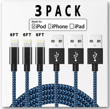 3 Pack 6ft Lightning Charging Cable Apple Mfi Certified for iPhone iPad - £28.97 GBP