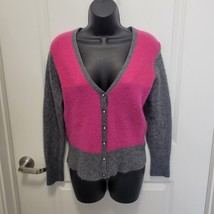 Apt. 9 Cashmere V-Neck Buttons Cardigan Sweater Size Large Pink Grey Col... - £18.19 GBP