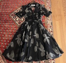 Luella Bartley vintage silk Dress sheer embroidered pockets wrap bird cr... - $173.25