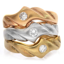 0.35 Quilate Diamante Talla Redonda Tres Pieza Banda Apilable De 14K Colores Oro - £582.52 GBP