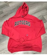 Rutgers Champion Eco Fleece Size L Red Pullover Hooide Sweatshirt - £19.27 GBP