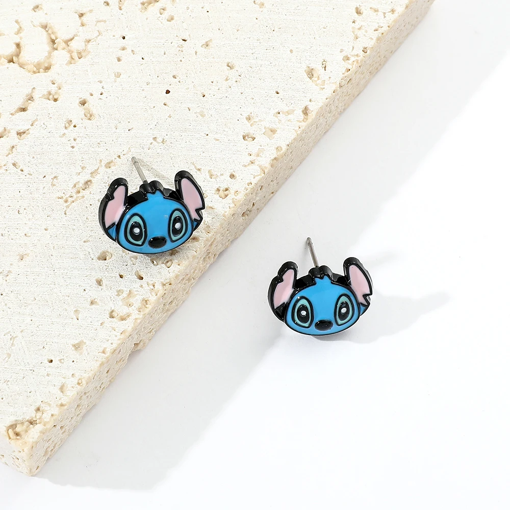 Disney Cute Cartoon Stitch with Flower Stud Earrings for Women Teen Girl... - $3.64