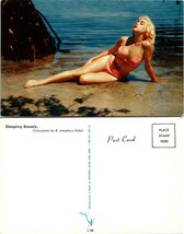 Hot Beautiful Blond Lady Woman Pink Swimsuit Posing Beach Vintage Postcard - £9.03 GBP