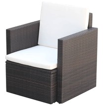 Armchair Brown Poly Rattan 25.6 x 25.6 x 28.7 in Lightweight - $139.99
