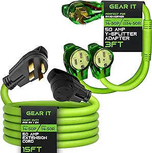 GearIT 50A RV Extension Cord (15 ft) and 50A Y Splitter Cord - $309.99