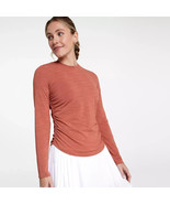 CALIA Women&#39;s Tissue Texture Long Sleeve Golf Crew Dark Orange Size XXL ... - $19.99