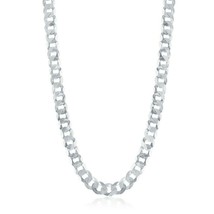 Rhodium Plated Sterling Silver 7.85mm Urban Cuban Chain Necklace - £231.40 GBP+