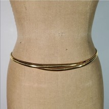 Snake Belt 28-36&quot; L Vintage Gold Plated Elastic Stretch Skinny Necklace Glam Boh - $48.02